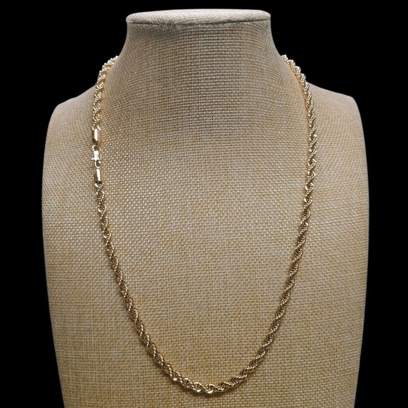18K Italian Gold-Filled 24 Inch 5mm Rope Chain No Tarnish - Picture 1 of 4